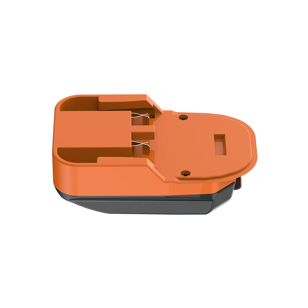 AEG 18V to WORX 20V PowerShare (Orange) battery adapter - battery-side connection with twin copper spring contacts