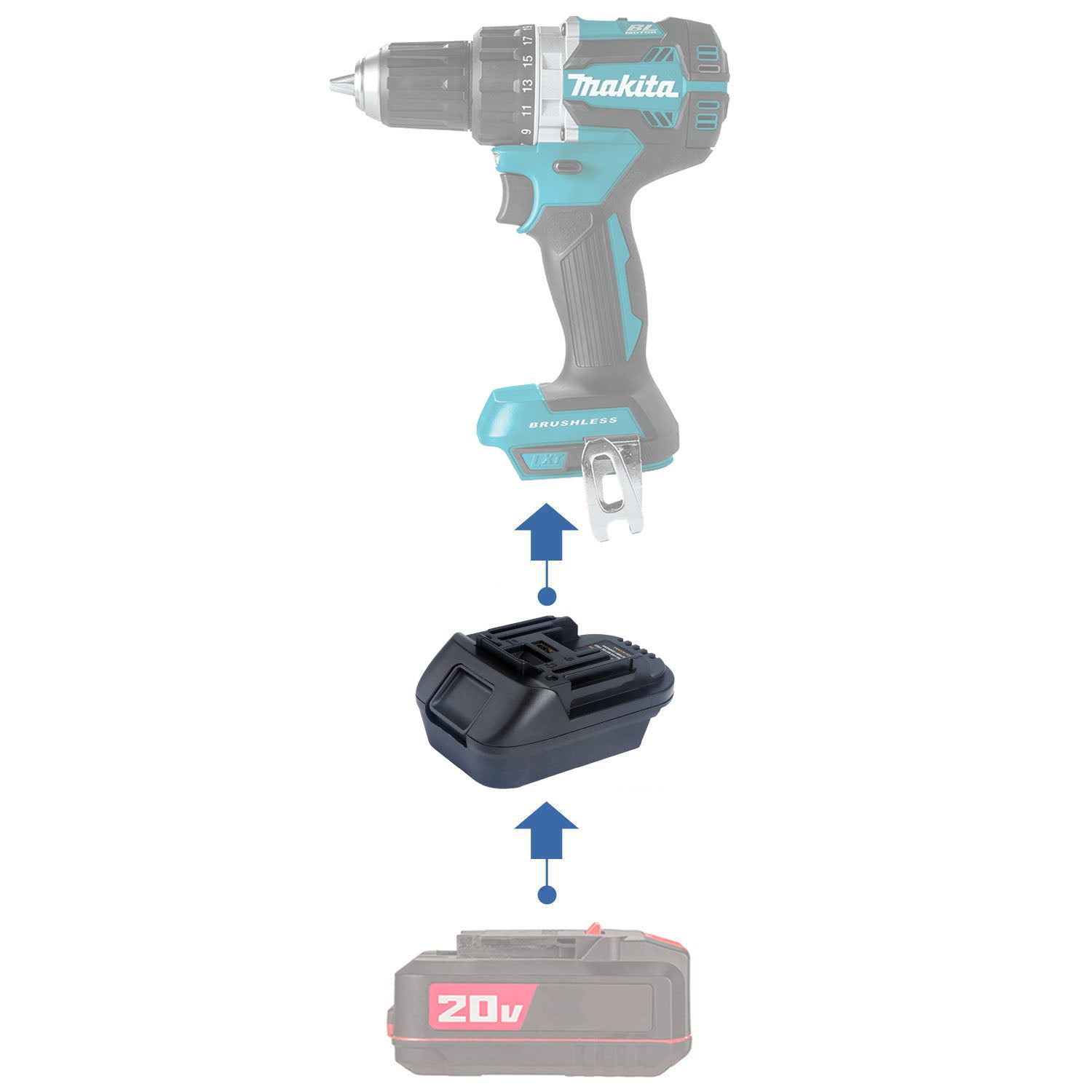 Bauer 20V auf Makita 18V Batterieadapter