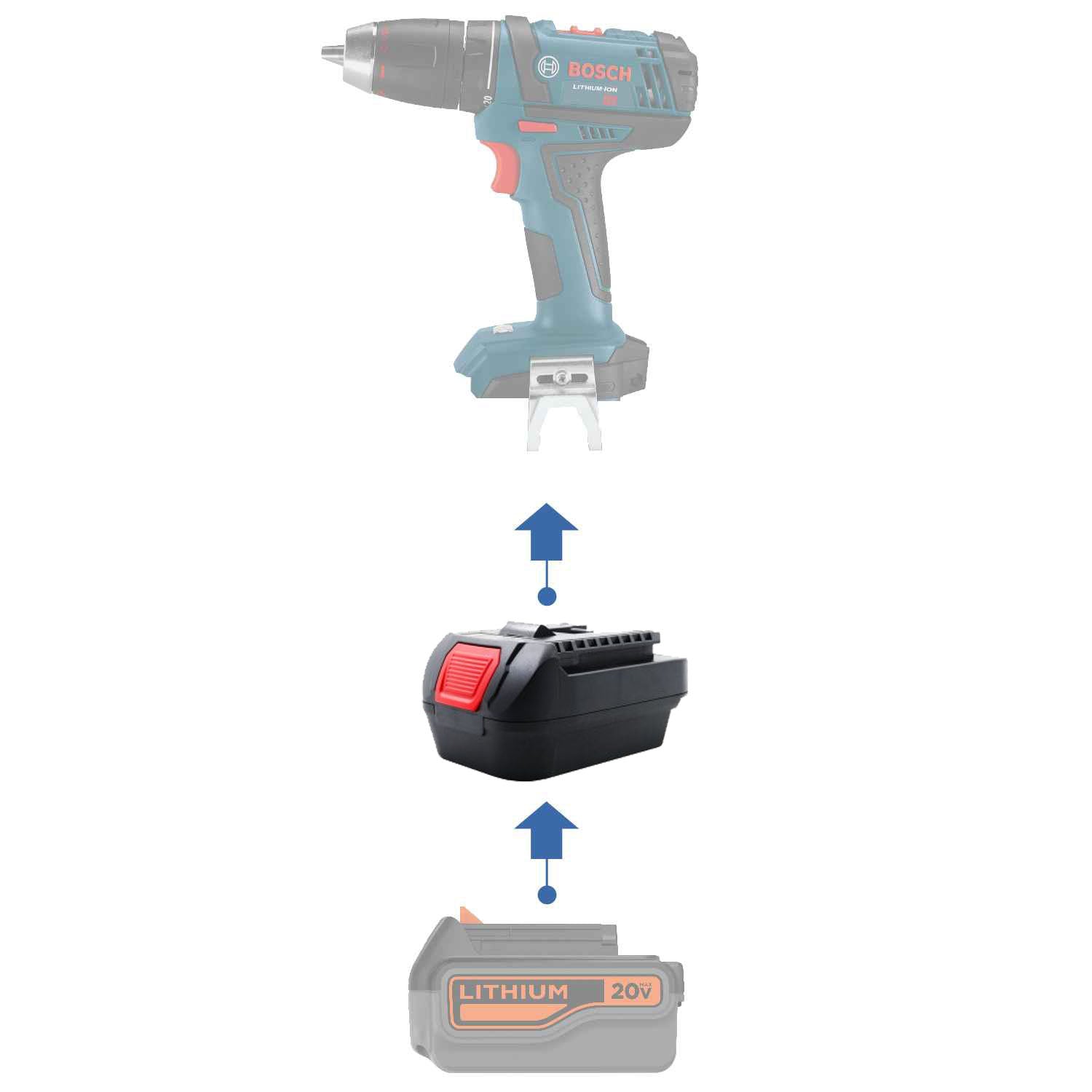 Black and Decker 20V auf Bosch (Blau) 18V Batterieadapter