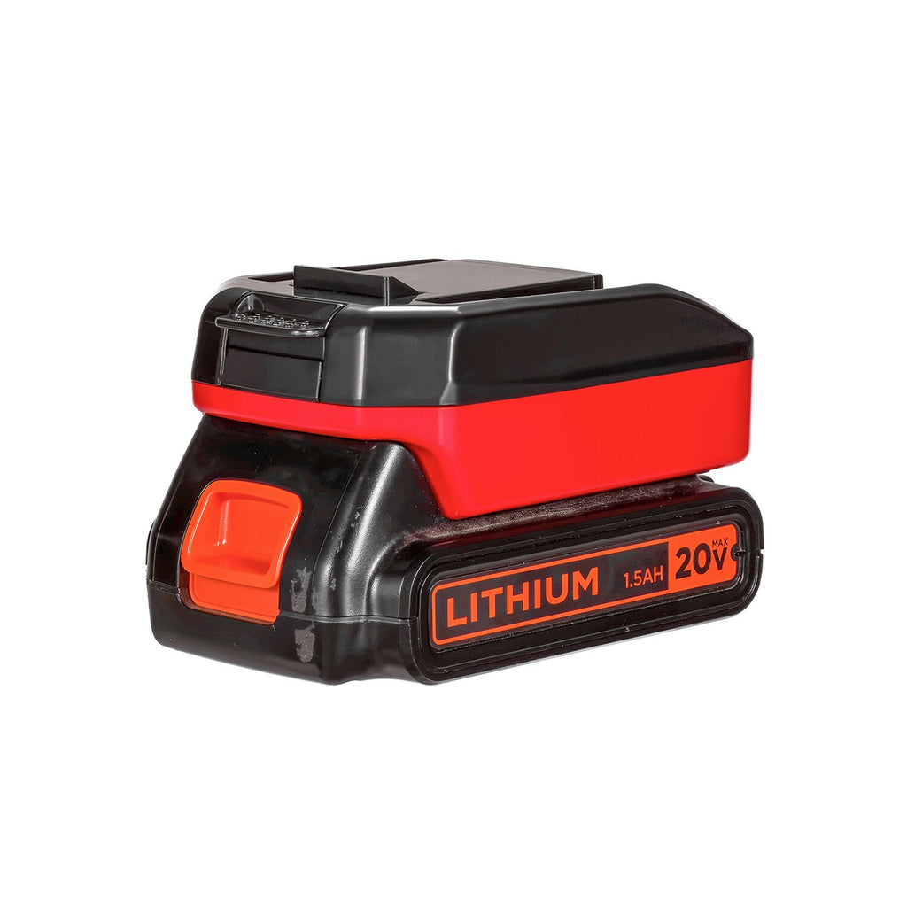 Black and Decker 20V to WORX 20V PowerShare (Orange) battery adapter - fitted to the Black and Decker 20V battery