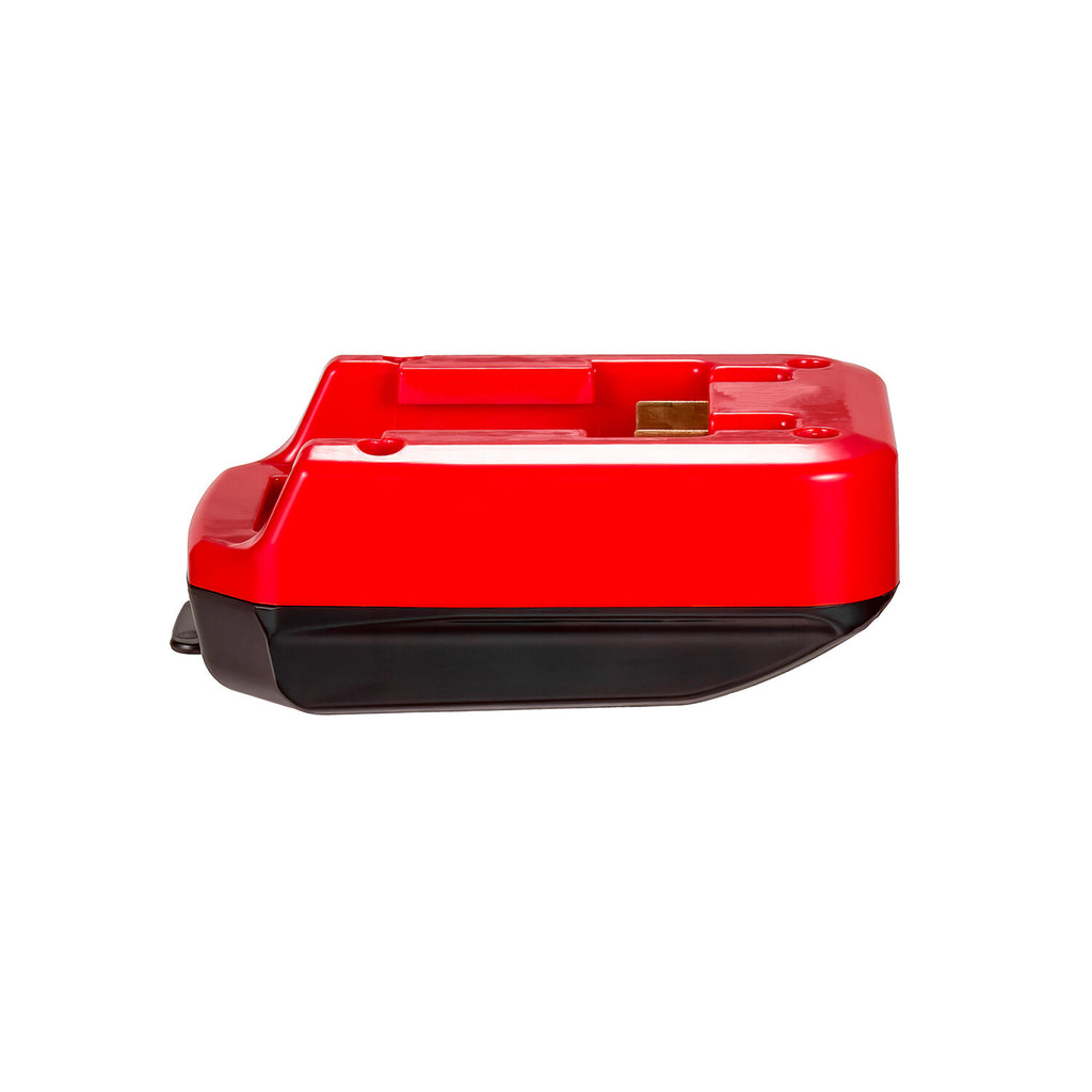 Black and Decker 20V to WORX 20V PowerShare (Orange) battery adapter - side view with the battery-side face upward