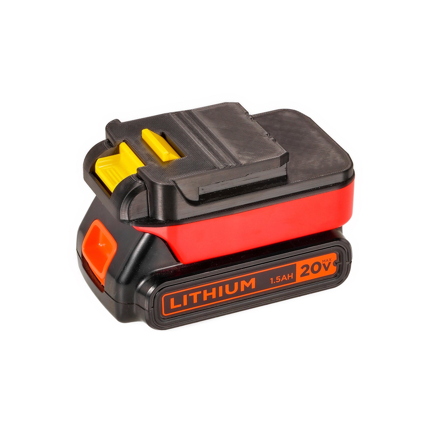 Black and Decker 20V to Chicago Electric 18V battery adapter - fitted to the battery, Chicago Electric tool side up