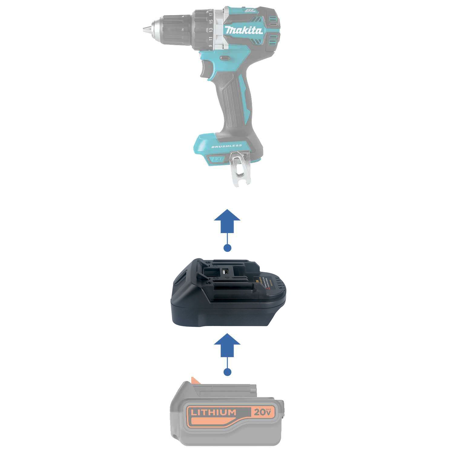 Black and Decker 20V auf Makita 18V Batterieadapter