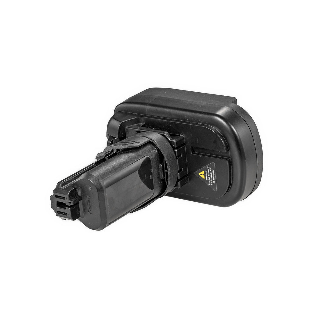 Bosch 18V GBA (Blue) to Dremel 12V 8220/8250 battery adapter - side view of the Dremel tool-side connection