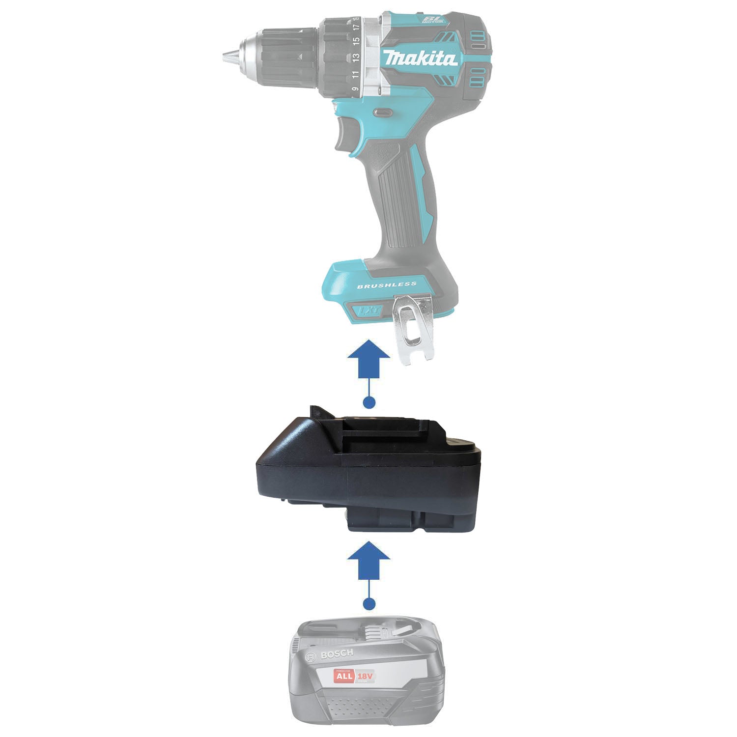 Bosch (Grün) 18V auf Makita 18V Batterieadapter