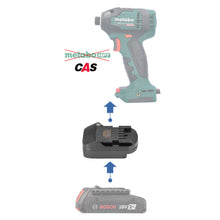 Lade das Bild in den Galerie-Viewer, Bosch (Blue) 18V to Metabo 18V CAS Battery Adapter
