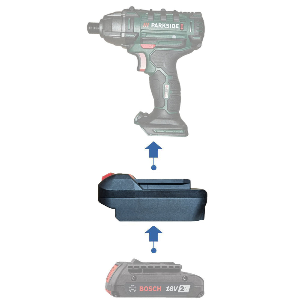 Bosch 18V GBA (Blau) auf Parkside X20V Akkuadapter