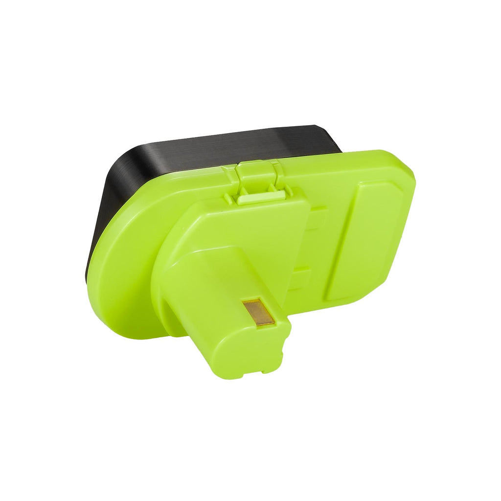 Bosch 18V GBA (Blue) to Ryobi 18V ONE+ battery adapter - side view, Ryobi tool-side post and its copper contact