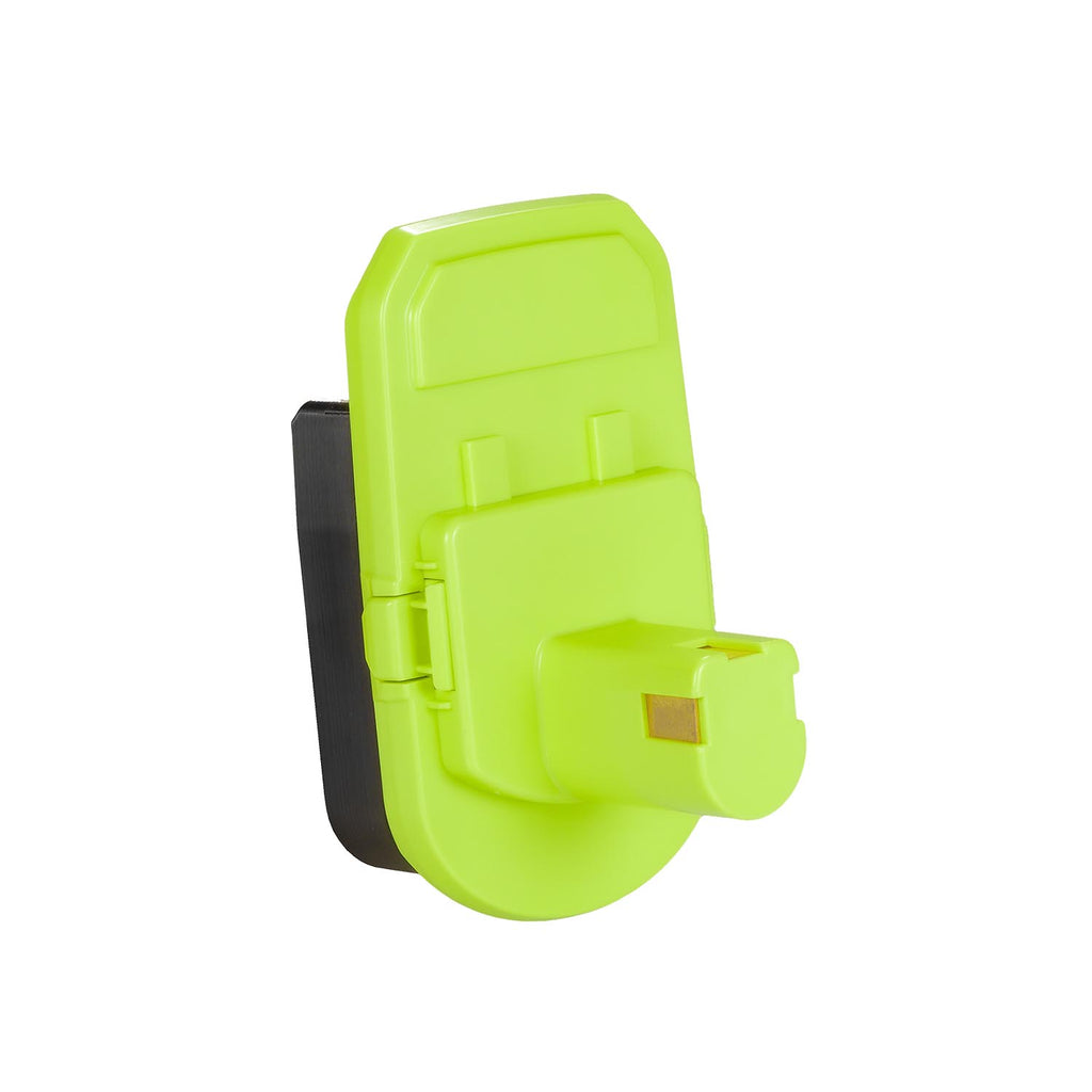Bosch 18V GBA (Blue) to Ryobi 18V ONE+ battery adapter - front view of the Ryobi tool-side post and its copper contact