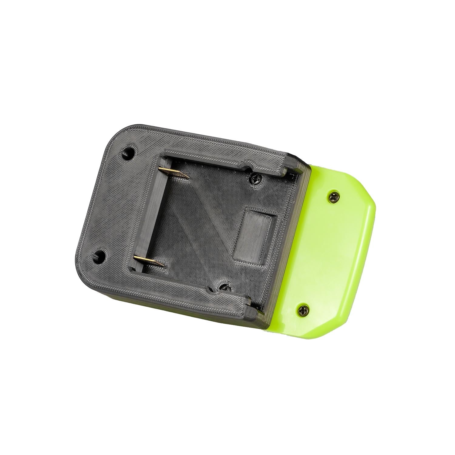 Bosch 18V GBA (Blue) to Ryobi 18V ONE+ battery adapter - battery-side connection with twin copper blades and guide channel