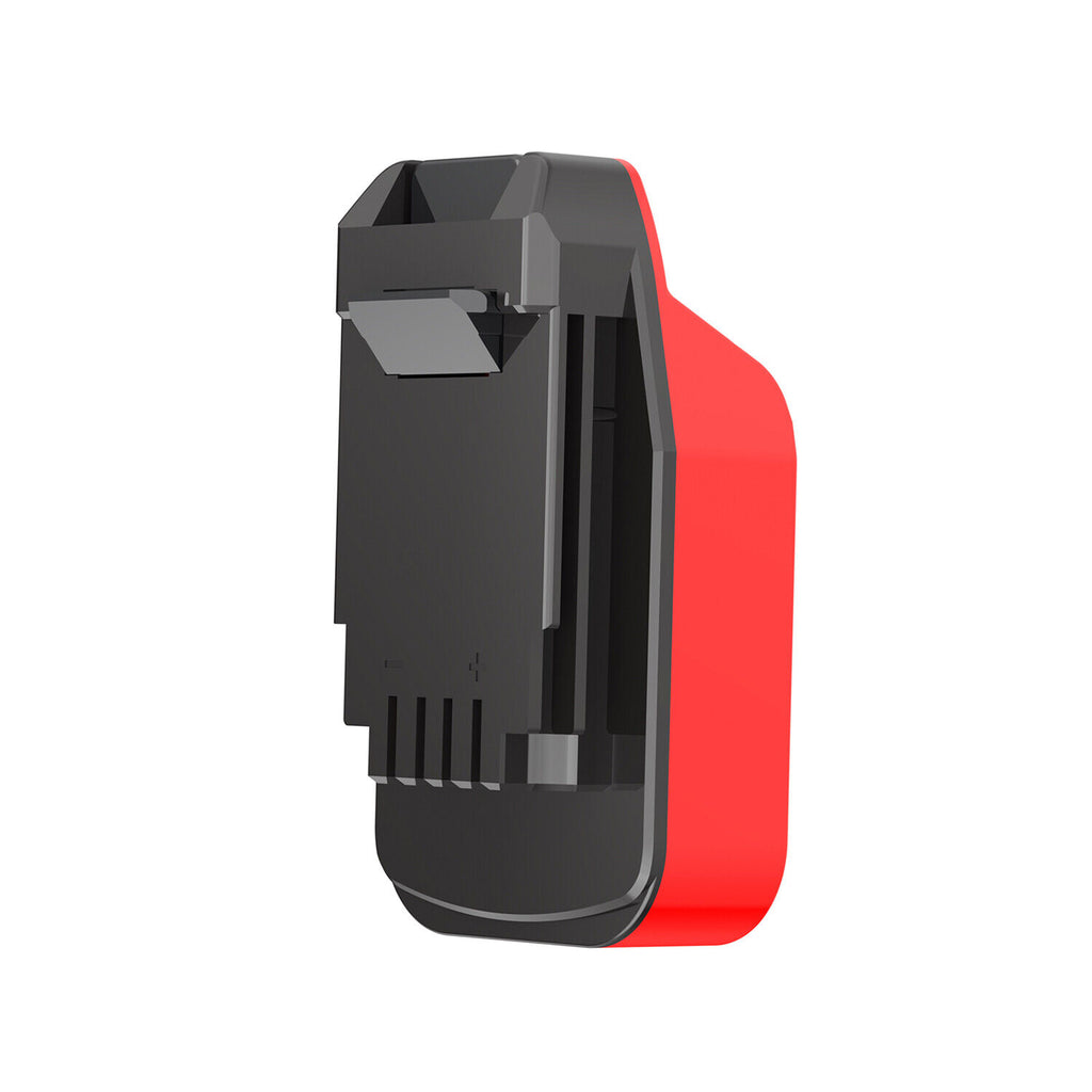 Craftsman 20V to Black and Decker 20V battery adapter - tool-side connection with terminal slots and + and - polarity marks
