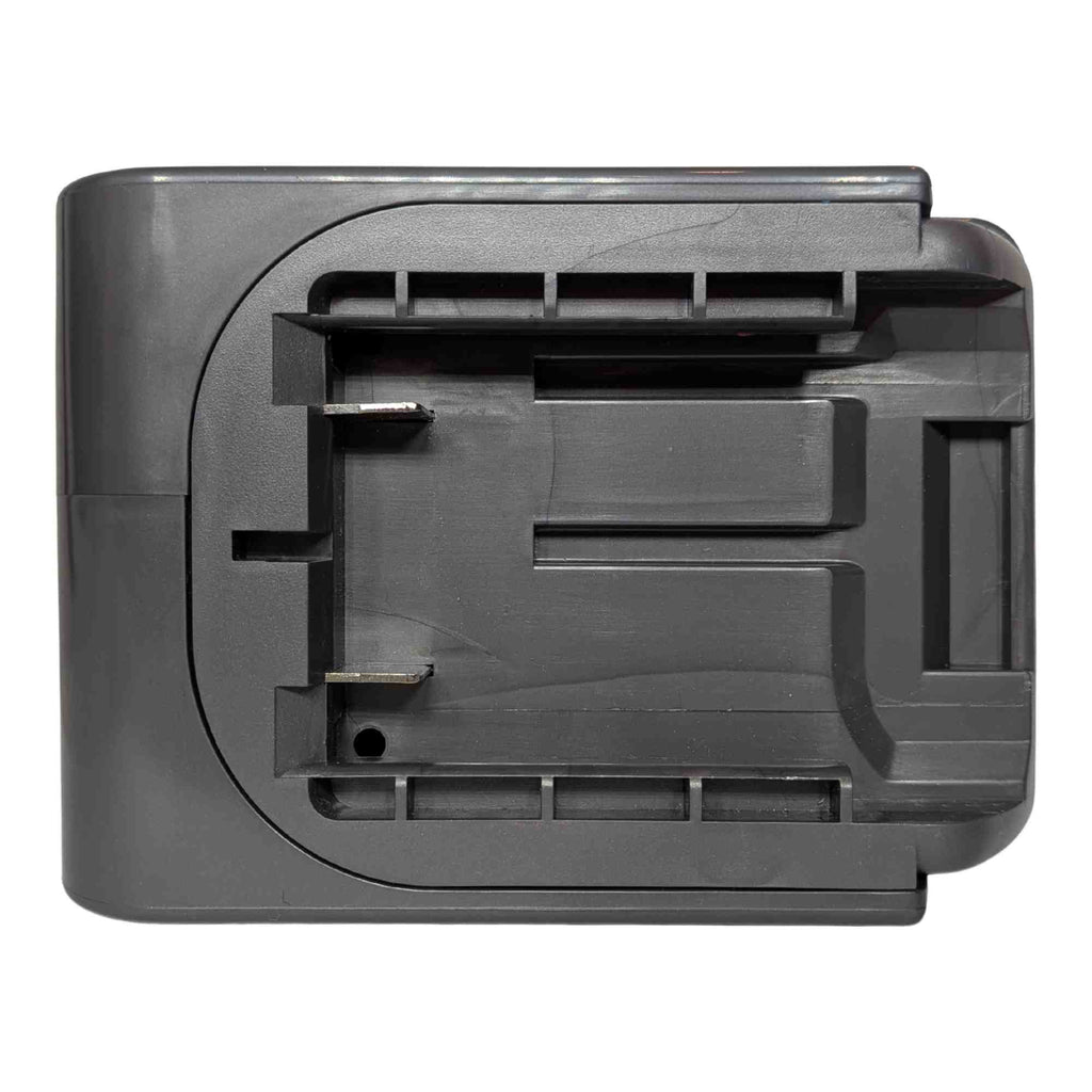 Craftsman 20V to Dyson V6 battery adapter - battery-side socket, twin copper contacts and the rail channel
