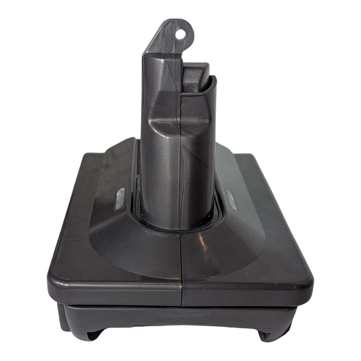 Craftsman 20V to Dyson V6 battery adapter - front view of the Dyson tool-side stem and its hook