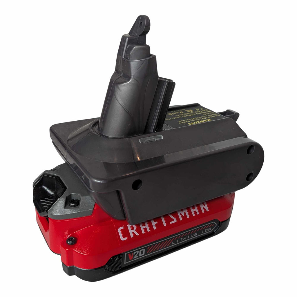 Craftsman 20V to Dyson V6 battery adapter - fitted to the Craftsman 20V battery, Dyson tool-side stem upward