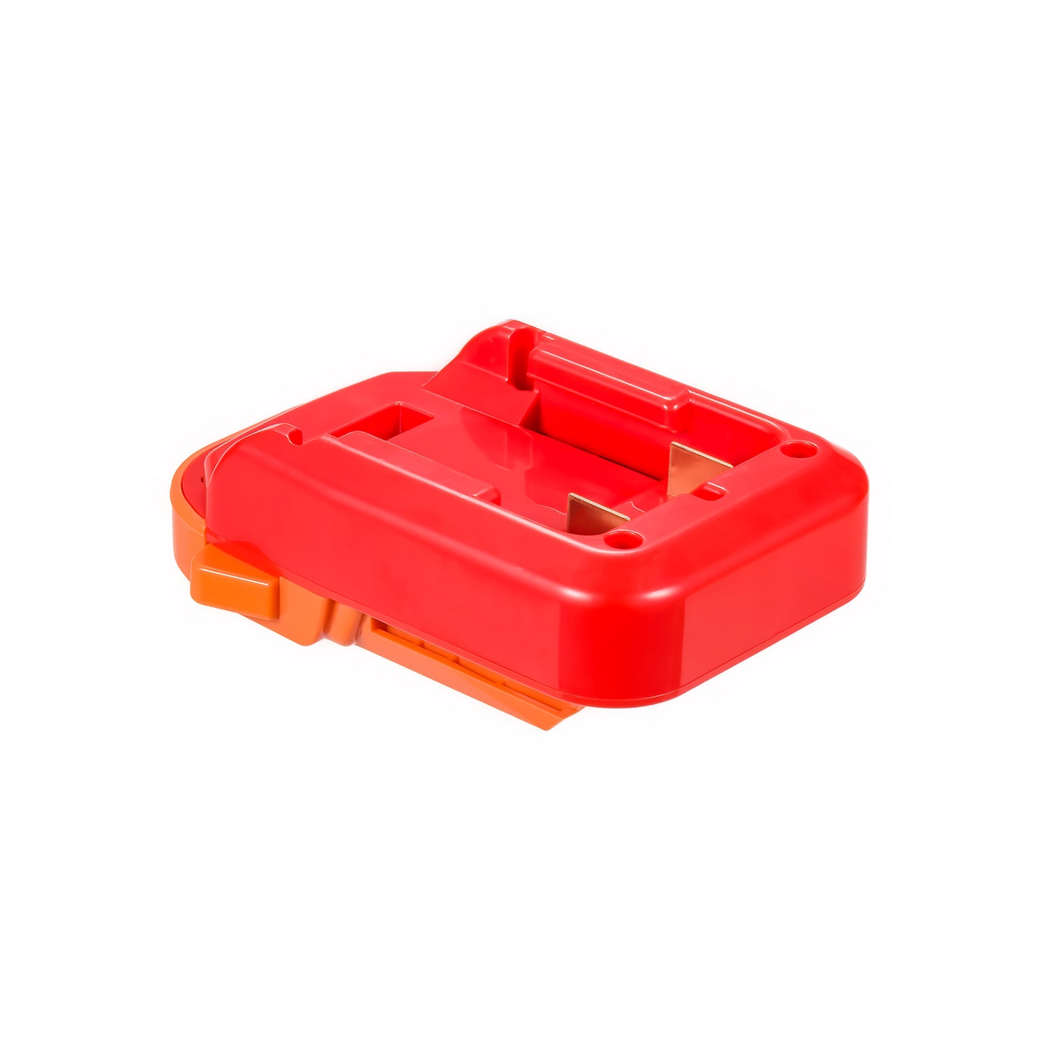 Craftsman 20V to AEG 18V battery adapter - Craftsman battery-side connection with twin copper blades in the socket