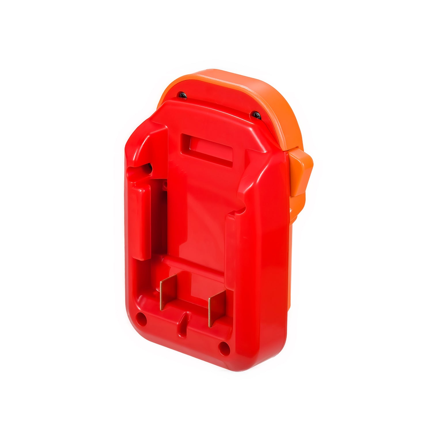 Craftsman 20V to AEG 18V battery adapter - rear view of the Craftsman battery-side socket with twin copper blades