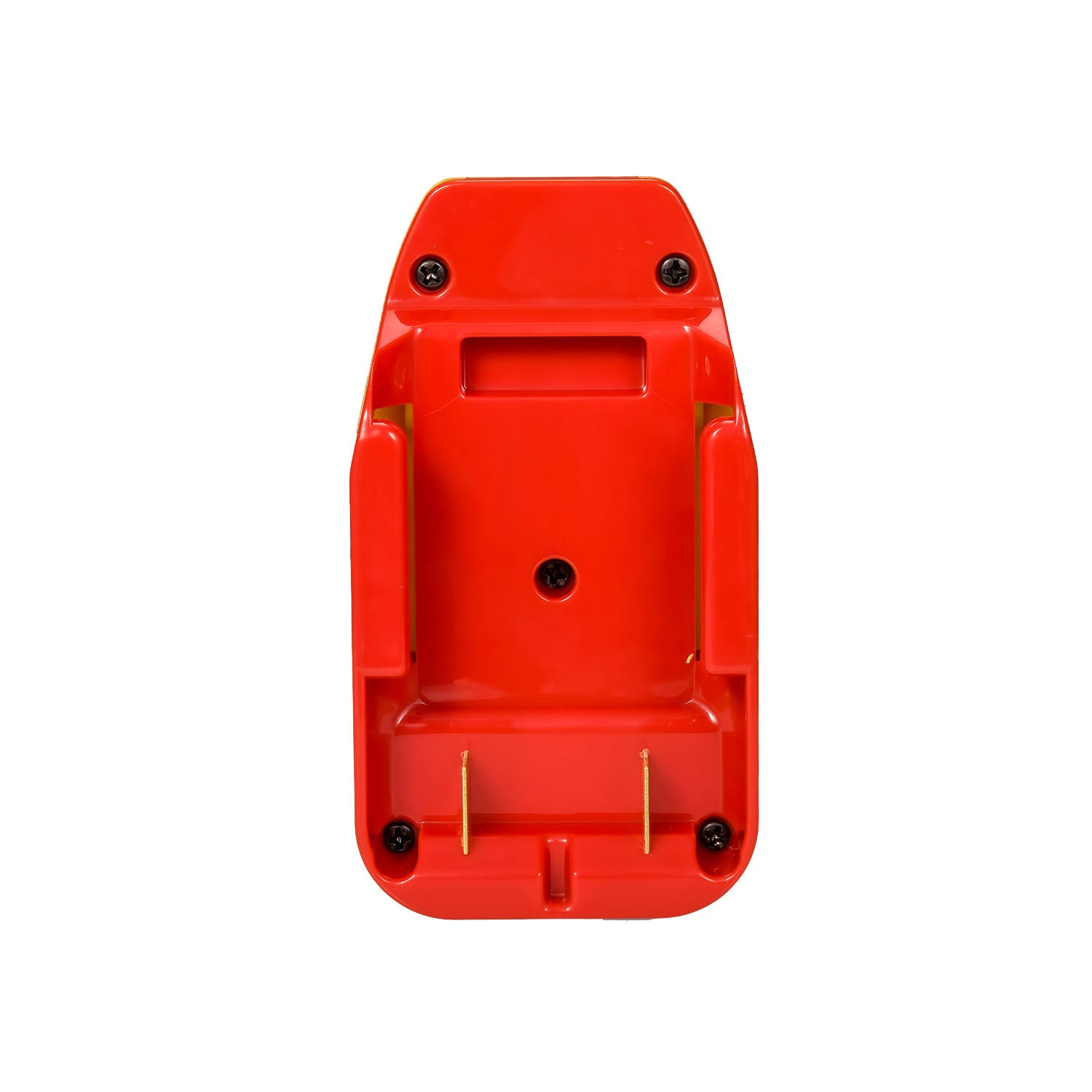 Craftsman 20V to Hercules 20V battery adapter - battery-side connection in the red base with twin copper blades