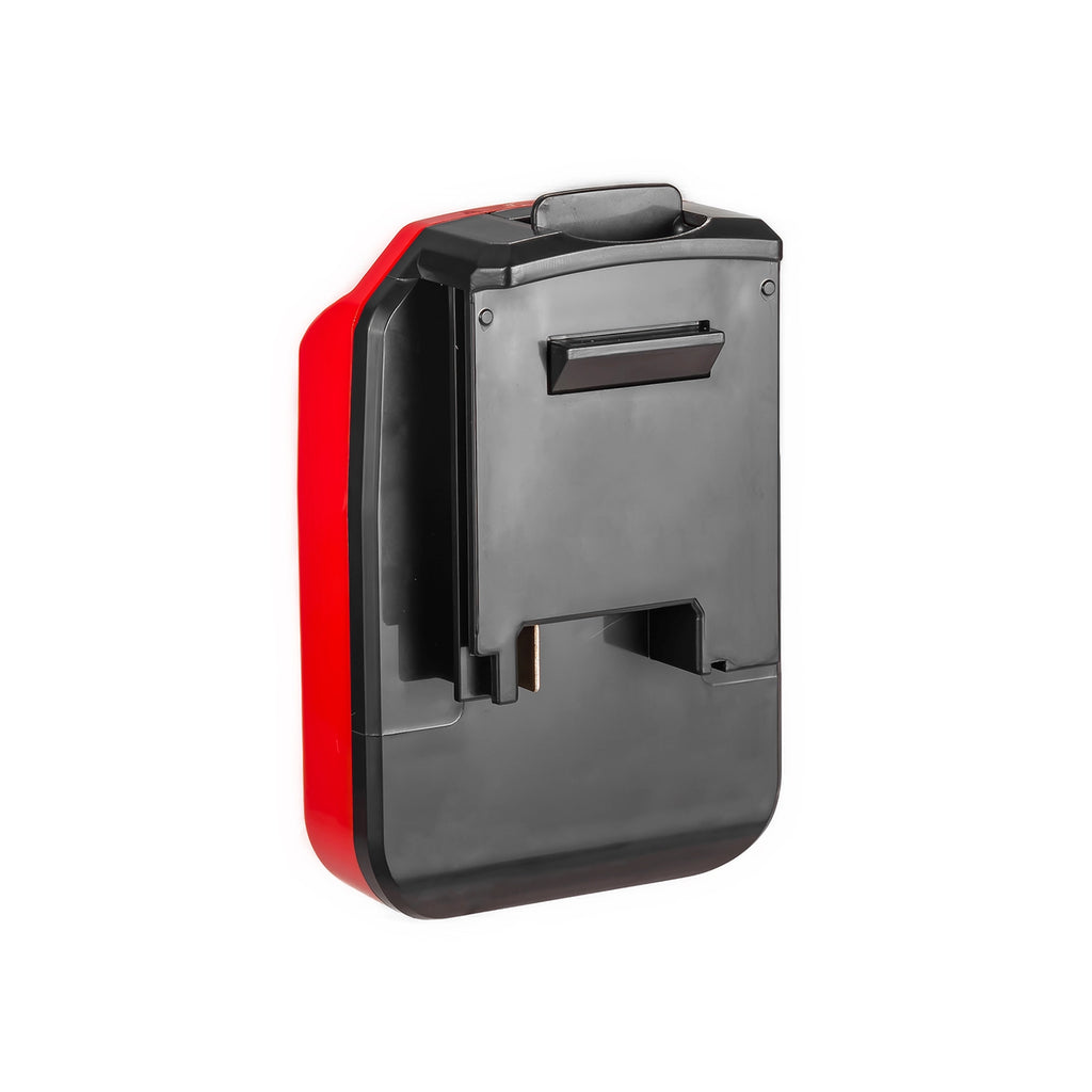 Craftsman 20V to Porter Cable 18V Ni-Cd battery adapter - Porter Cable tool-side connection seen face-on, with the latch