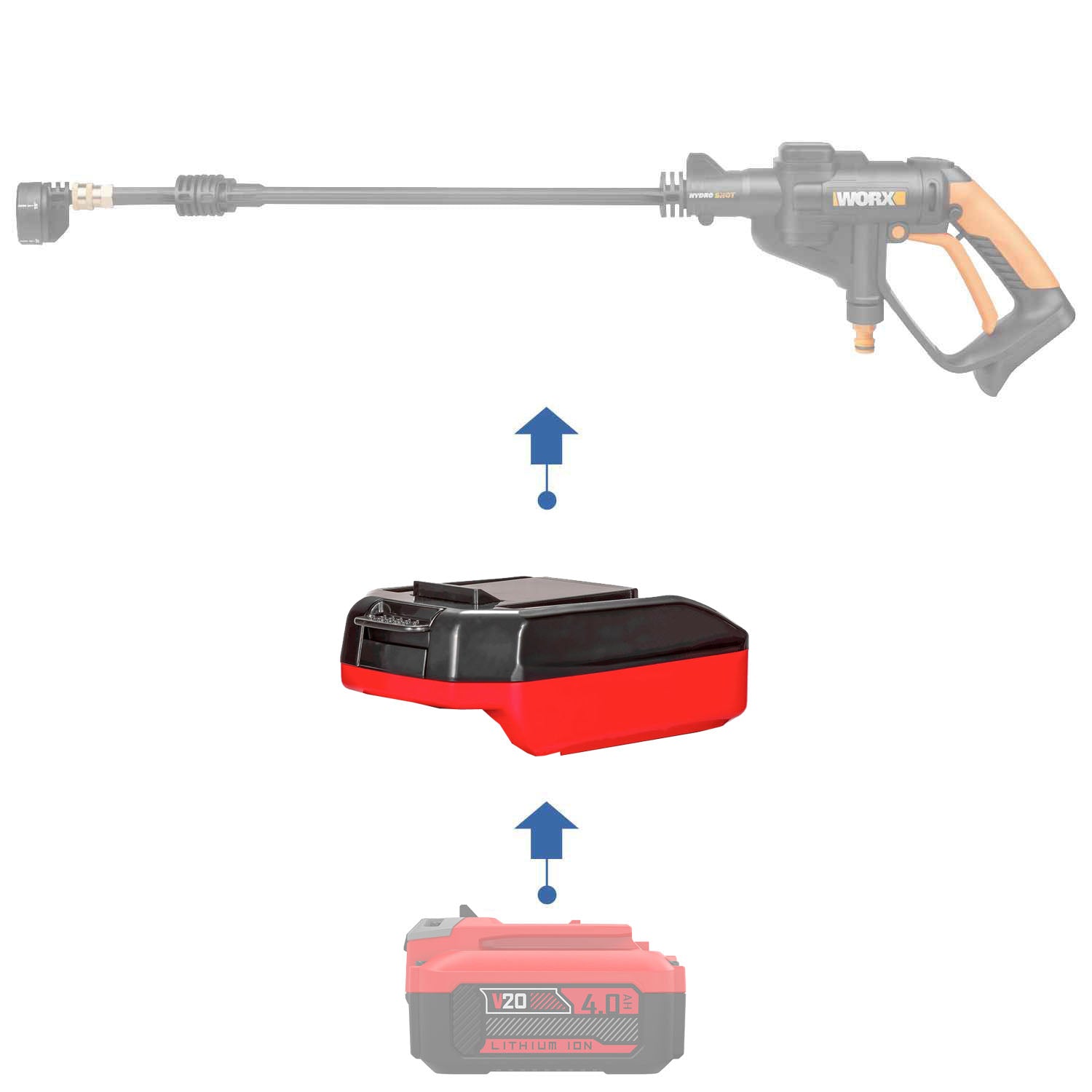 Craftsman 20V auf WORX 20V PowerShare (Orange) Batterieadapter