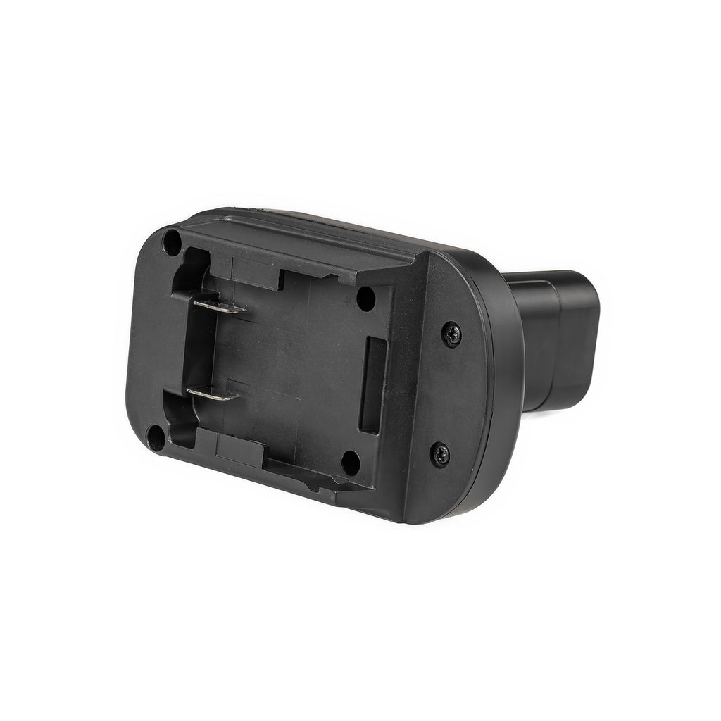 DeWalt 20V MAX to Bosch 12V battery adapter - battery-side connection face-on, twin terminal blades and screws