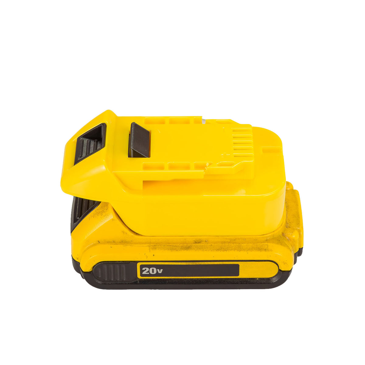 DeWalt 20V MAX to Hercules 20V battery adapter - fitted to the DeWalt 20V MAX battery, tool-side connection facing up