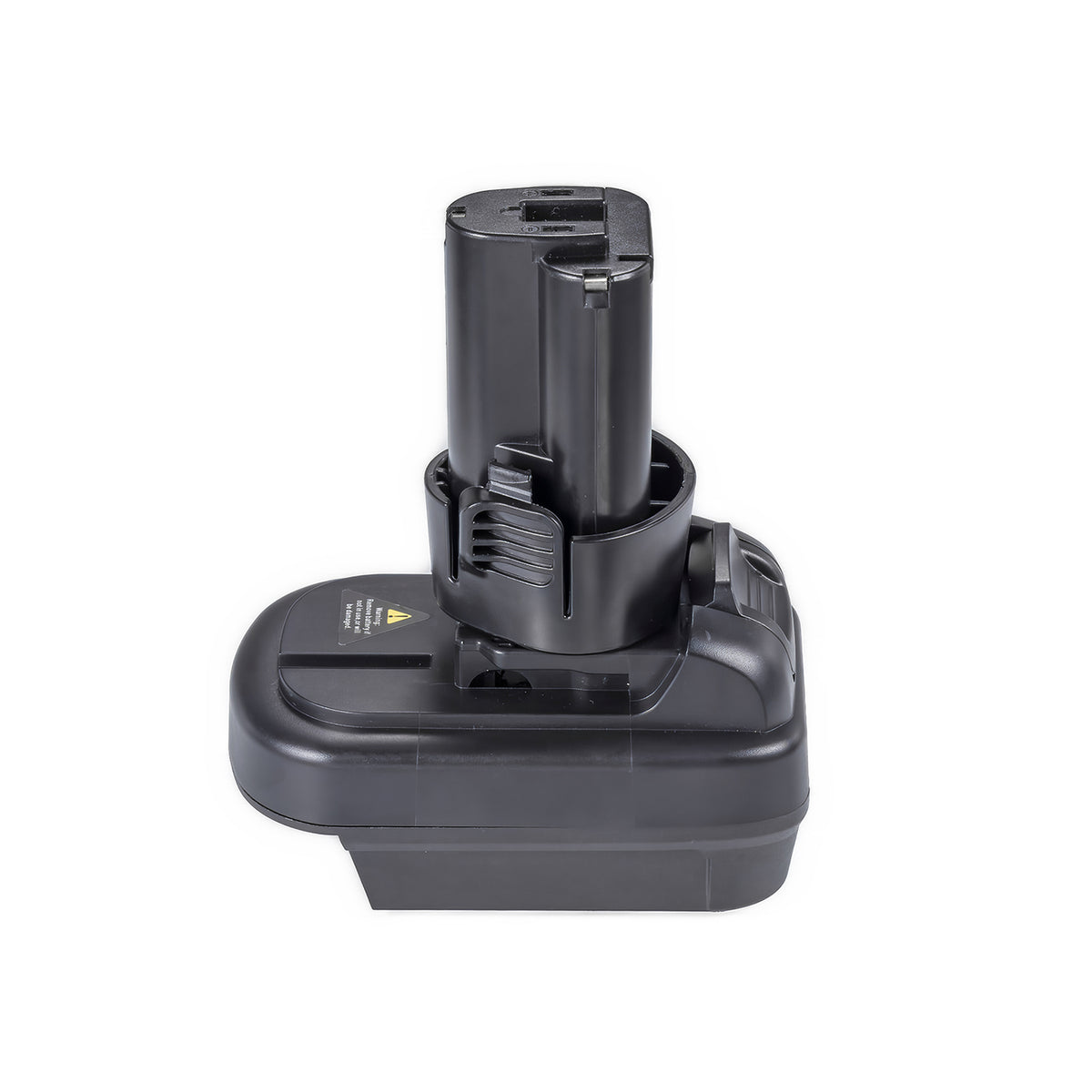 DeWalt 20V MAX to Makita 10.8V CXT battery adapter - Makita tool-side connection front-on, terminal slots on the post top