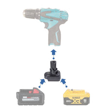 Lade das Bild in den Galerie-Viewer, DeWalt 20V to Makita 10.8V CXT (Post Style) Battery Adapter
