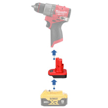 Lade das Bild in den Galerie-Viewer, DeWalt 20V to Milwaukee 12V Battery Adapter
