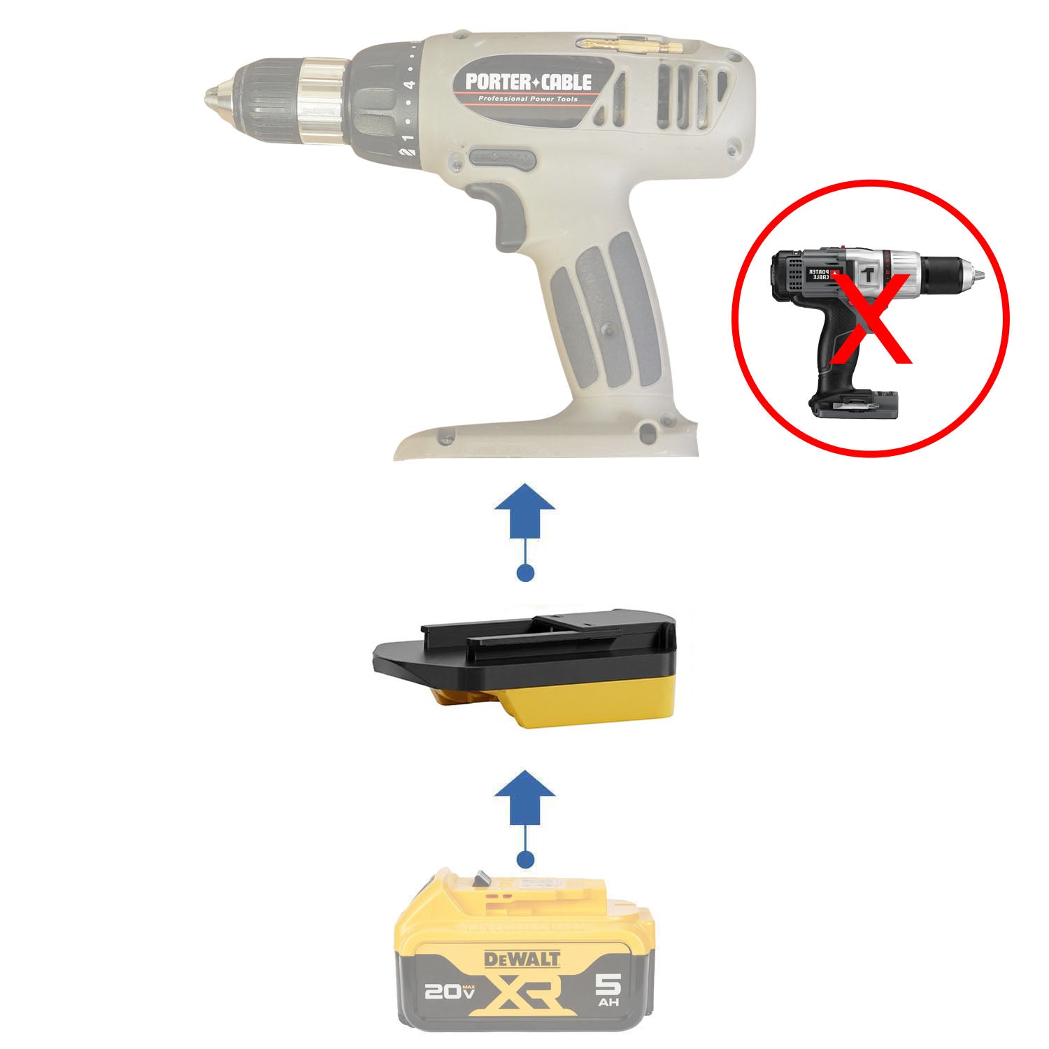 DeWalt 20V auf Porter Cable 19.2V Ni-Cd Batterieadapter