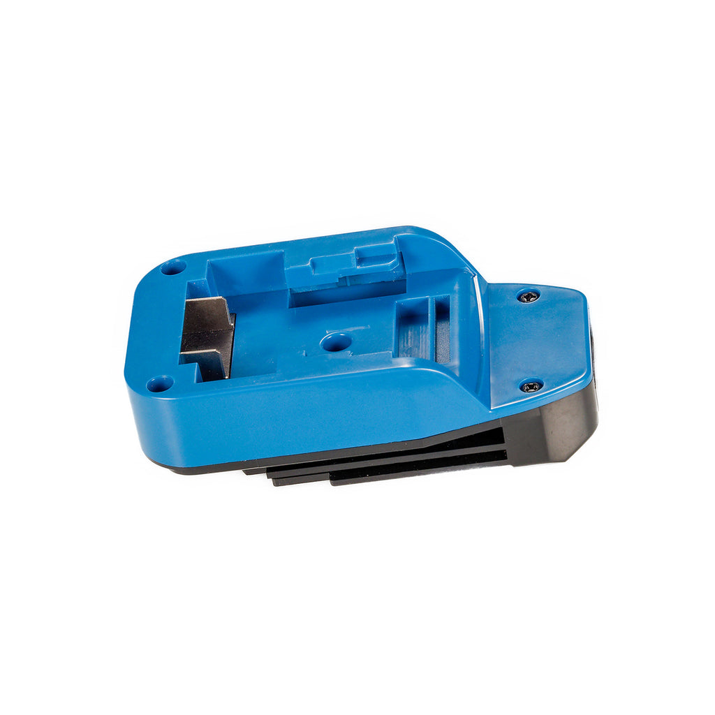 Hercules 20V to Black and Decker 20V battery adapter - blue battery-side connection, recessed pocket with guide rails