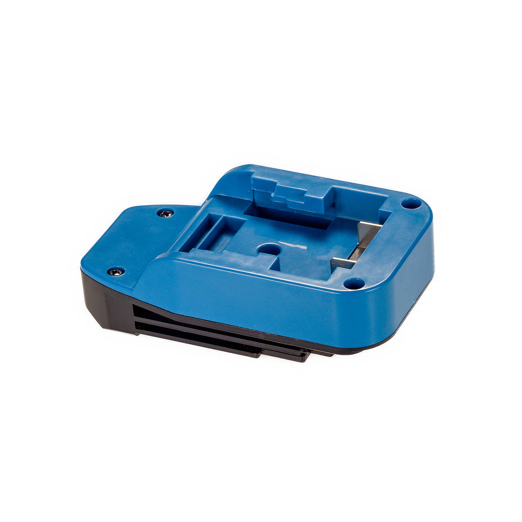 Hercules 20V to Black and Decker 20V battery adapter - blue battery-side connection, recessed pocket with guide rails