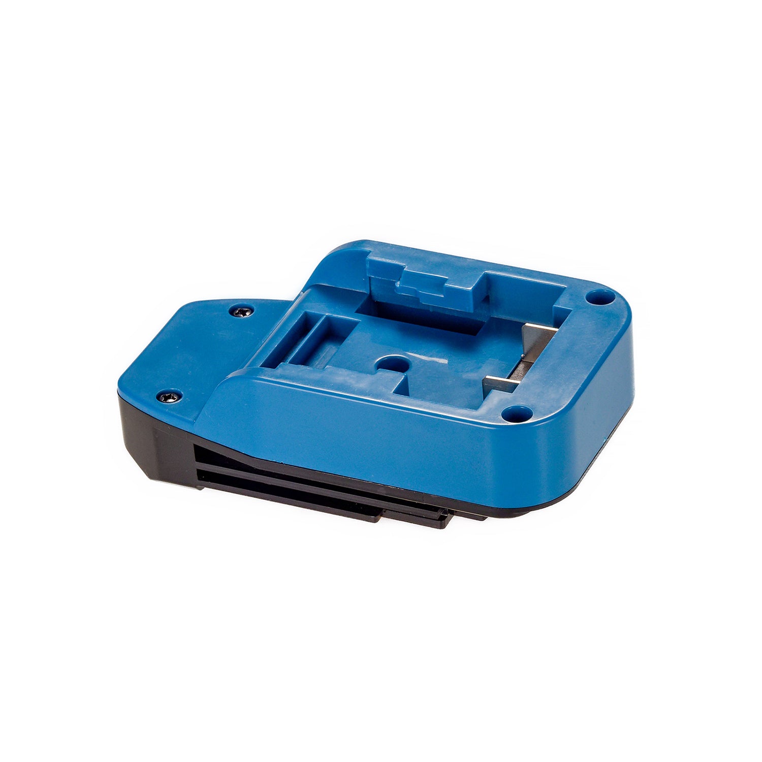 Hercules 20V to Black and Decker 20V battery adapter - blue battery-side connection, recessed pocket with guide rails