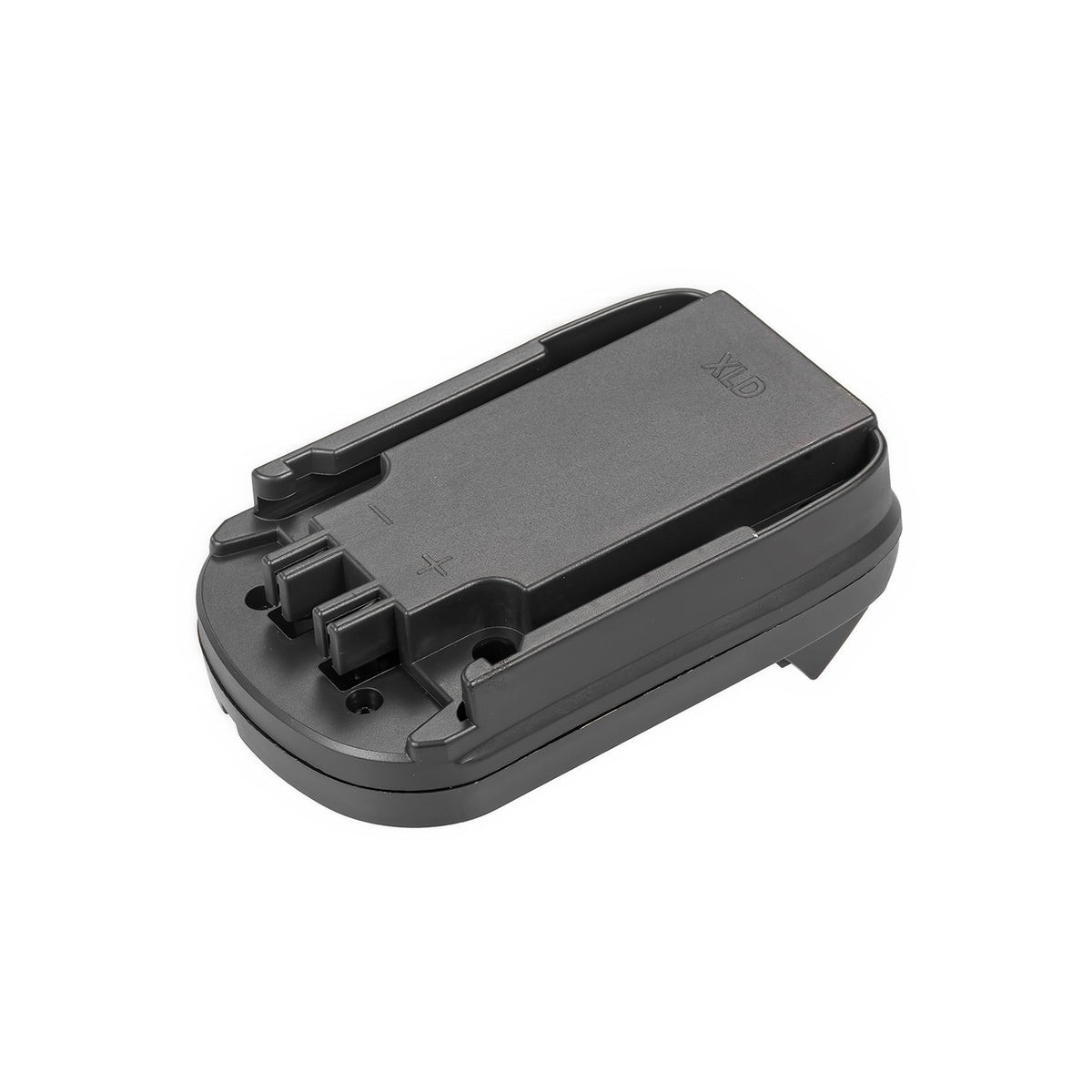 Hilti 22V to DeWalt 20V MAX battery adapter - battery-side connection with twin terminal slots and molded + and - polarity