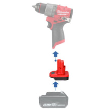 Lade das Bild in den Galerie-Viewer, Makita 18V auf Milwaukee 12V Batterieadapter
