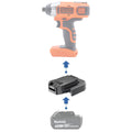 Makita 18V LXT to Black and Decker 20V battery adapter - compatibility diagram showing battery, adapter and impact driver
