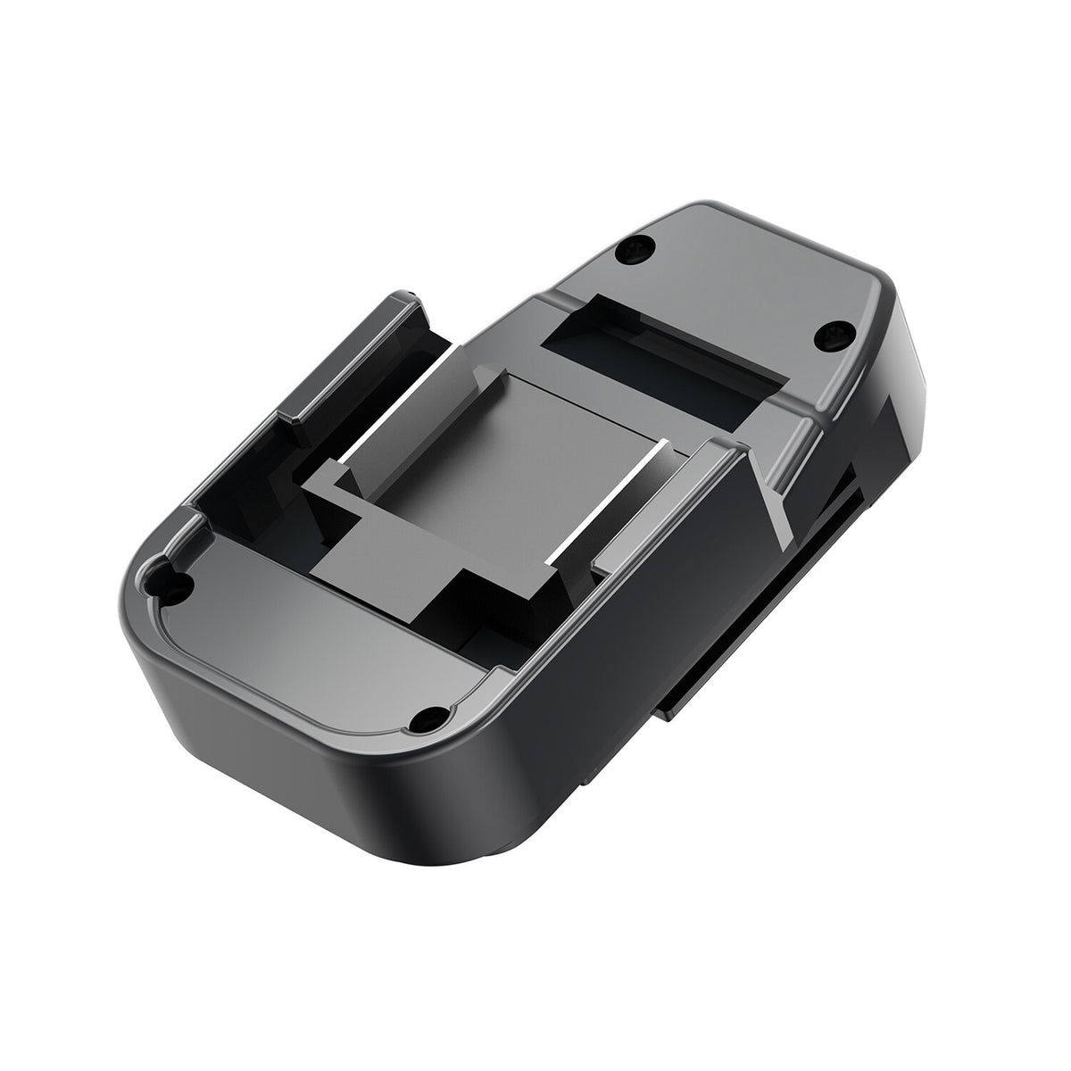 Makita 18V LXT to Bostitch 18V battery adapter - battery-side connection, rail channel with the latch window and screw bosses