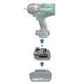 Makita 18V LXT to Hikoki 18V battery adapter - compatibility diagram showing battery, adapter and impact wrench