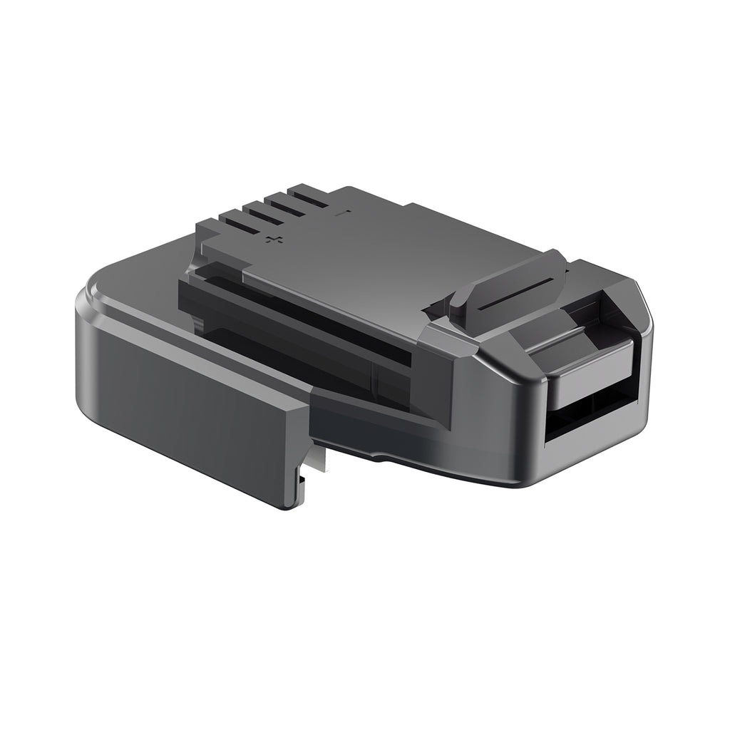 Makita 18V LXT to Porter Cable 20V battery adapter - Makita battery-side connection, terminal slots marked + and -