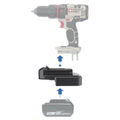 Makita 18V LXT to Porter Cable 20V battery adapter - compatibility diagram showing battery, adapter and cordless drill