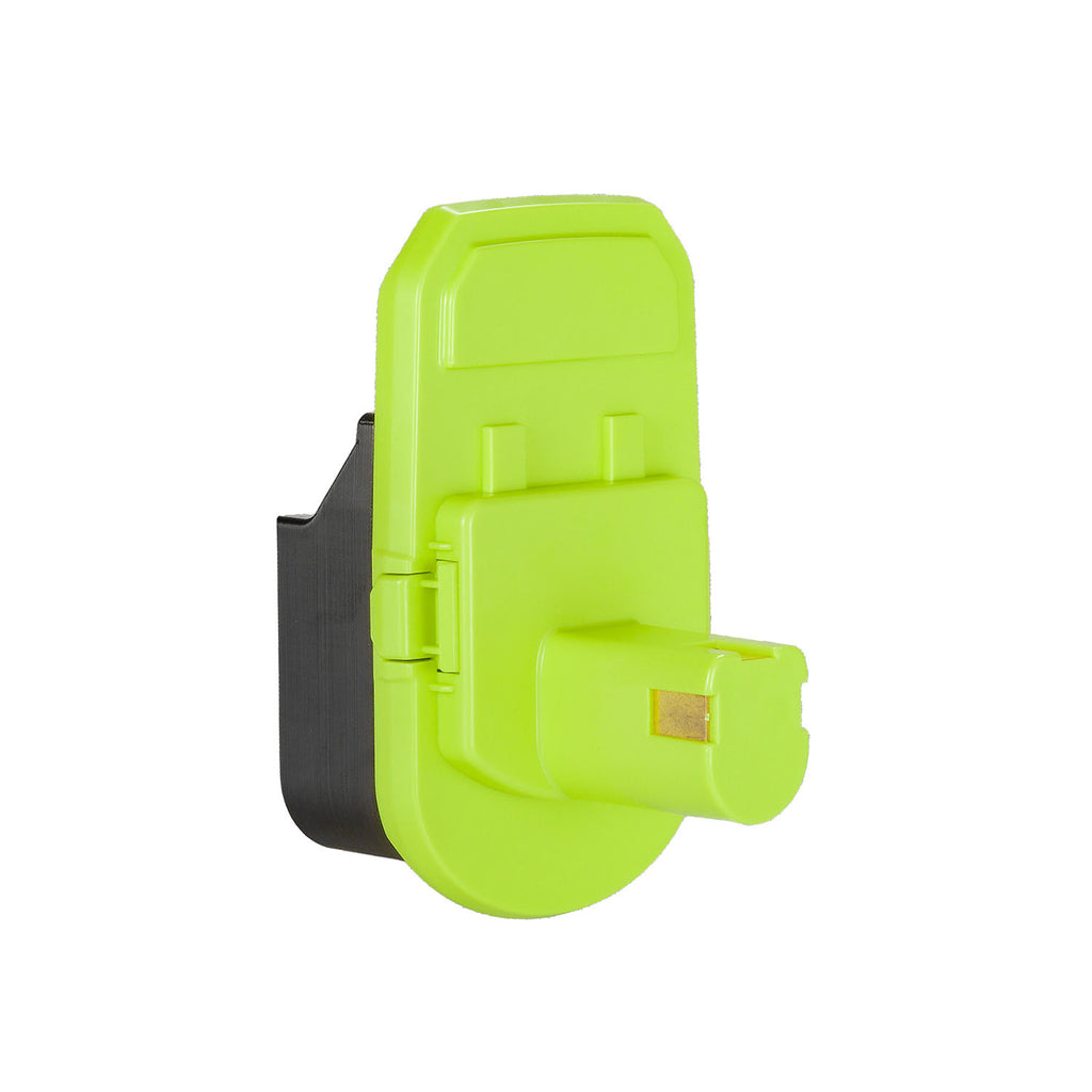 Hikoki 18V to Ryobi 18V ONE+ battery adapter - Ryobi tool-side stem and release latch, battery-side body behind
