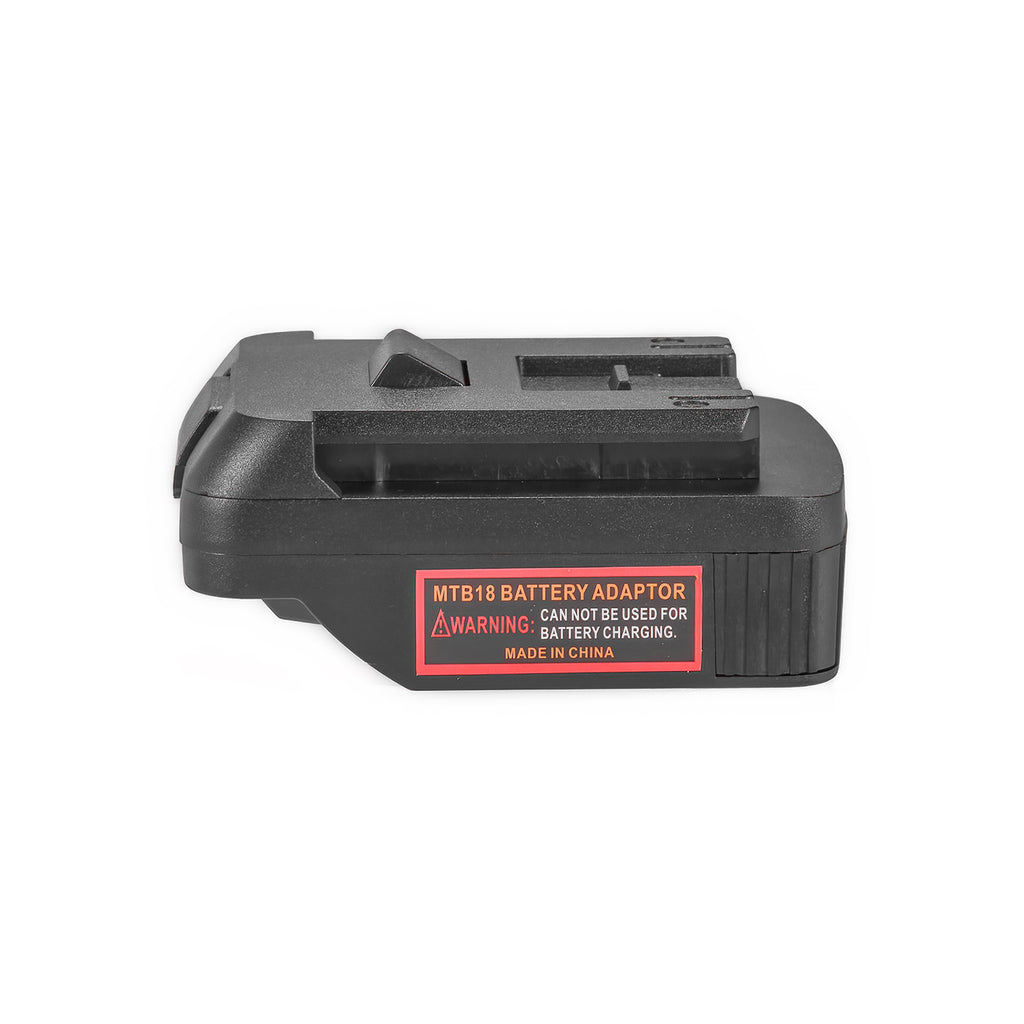 Metabo CAS 18V to Bosch 18V GBA (Blue) battery adapter - angled view of the Bosch tool-side connection with its guide rail
