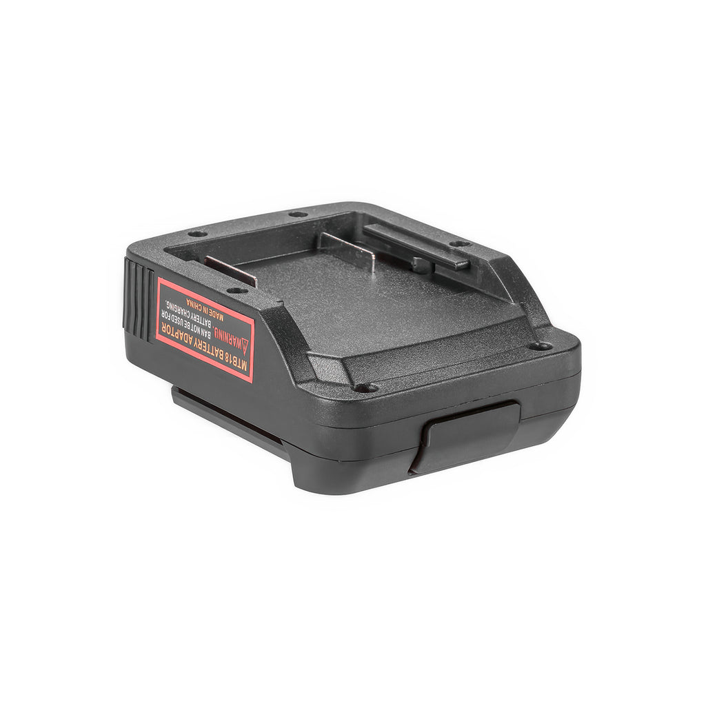 Metabo CAS 18V to Bosch 18V GBA (Blue) battery adapter - angled view of the battery-side connection