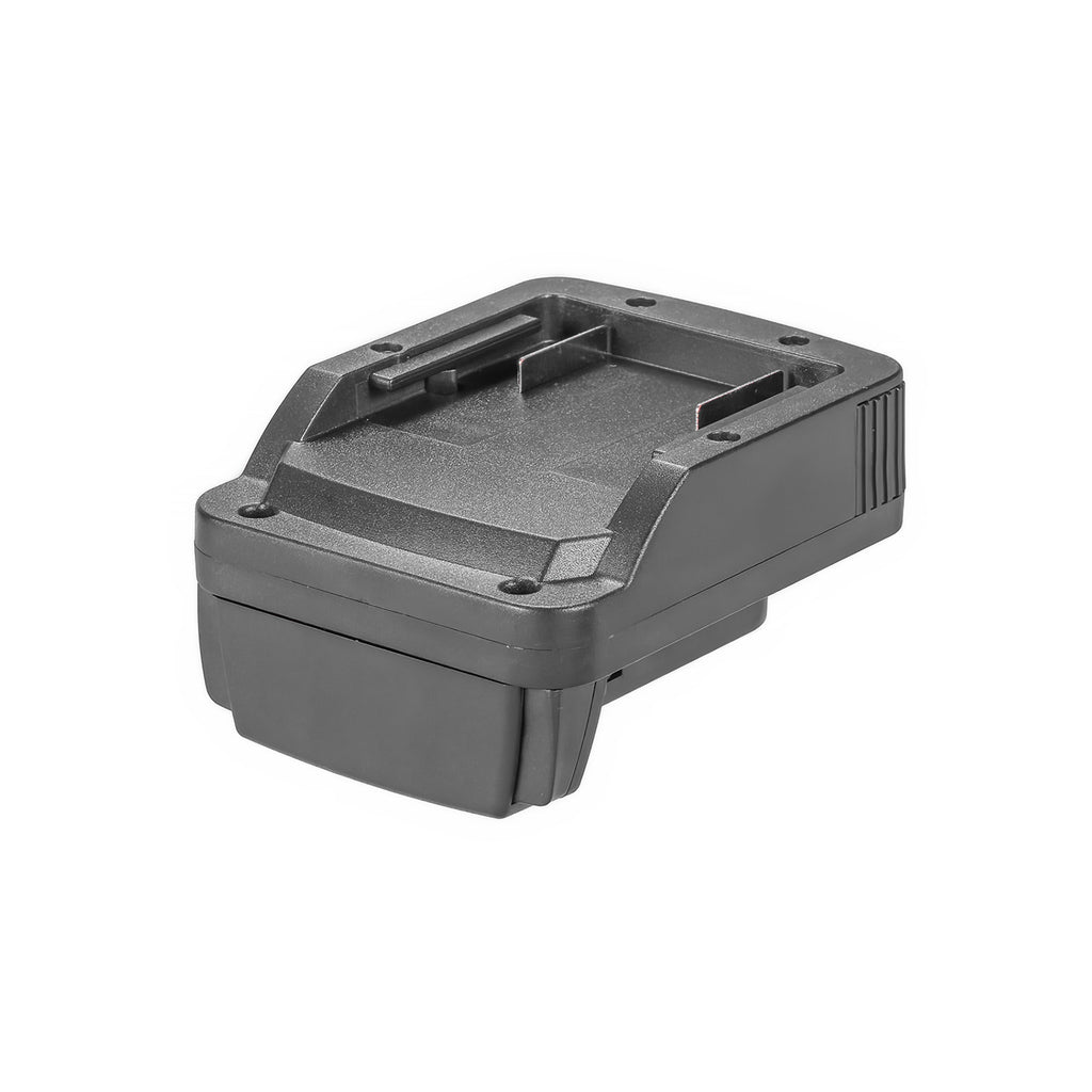 Metabo CAS 18V to Milwaukee M18 battery adapter - battery-side connection, recessed socket, terminal slots, fixing screws
