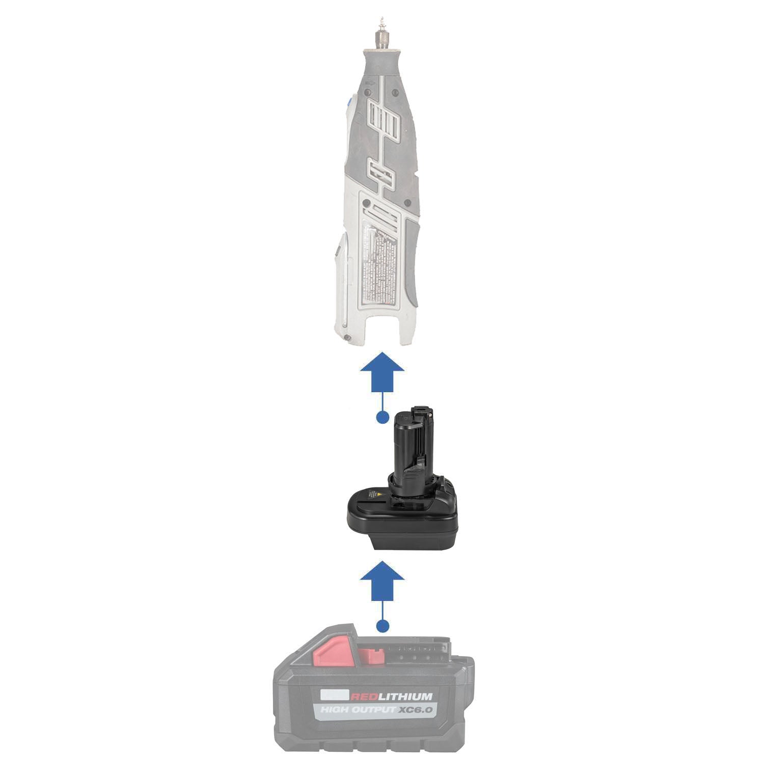 Milwaukee 18V auf Dremel 12V (8220 8250) Batterieadapter