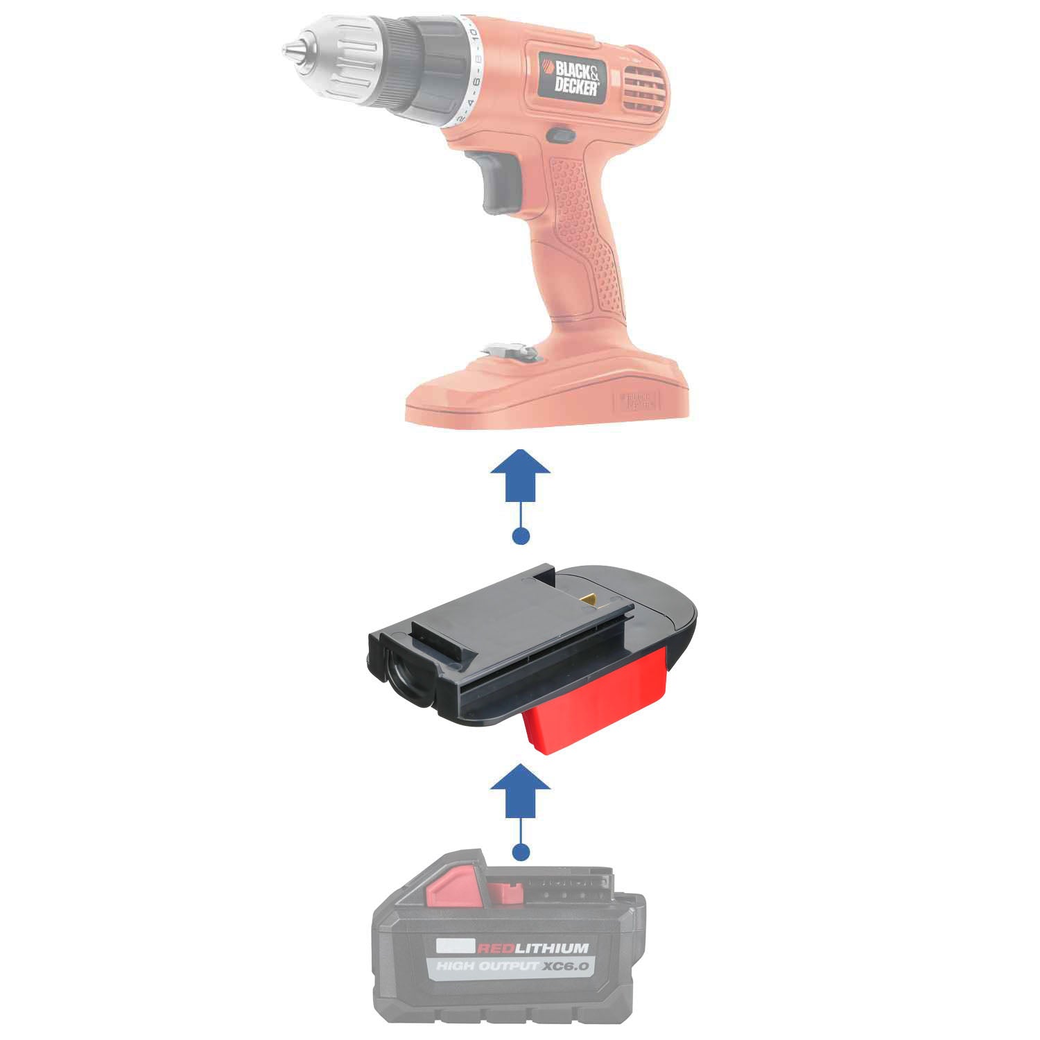 Milwaukee 18V auf Black & Decker 18V Ni-Cd Akkuadapter