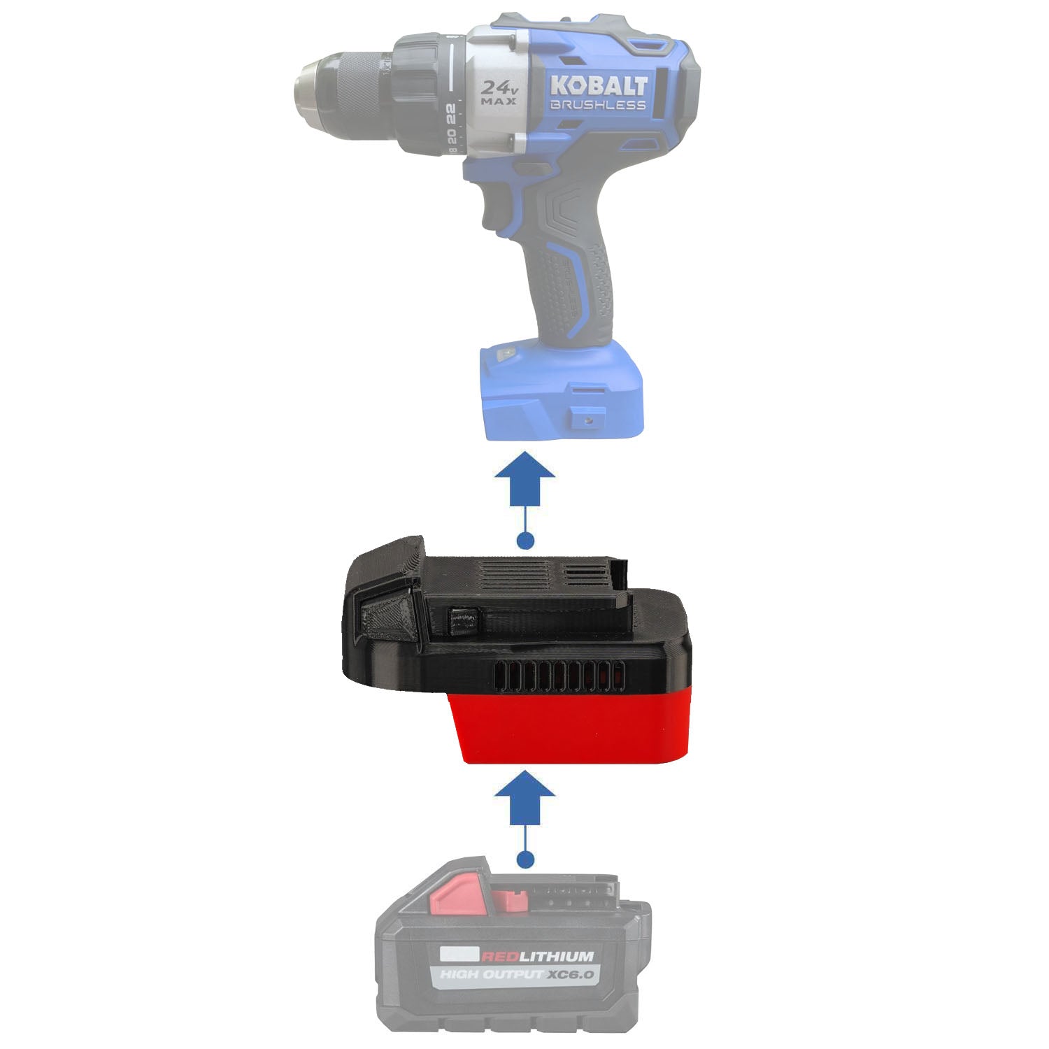 Milwaukee 18V auf Kobalt 24V Batterieadapter