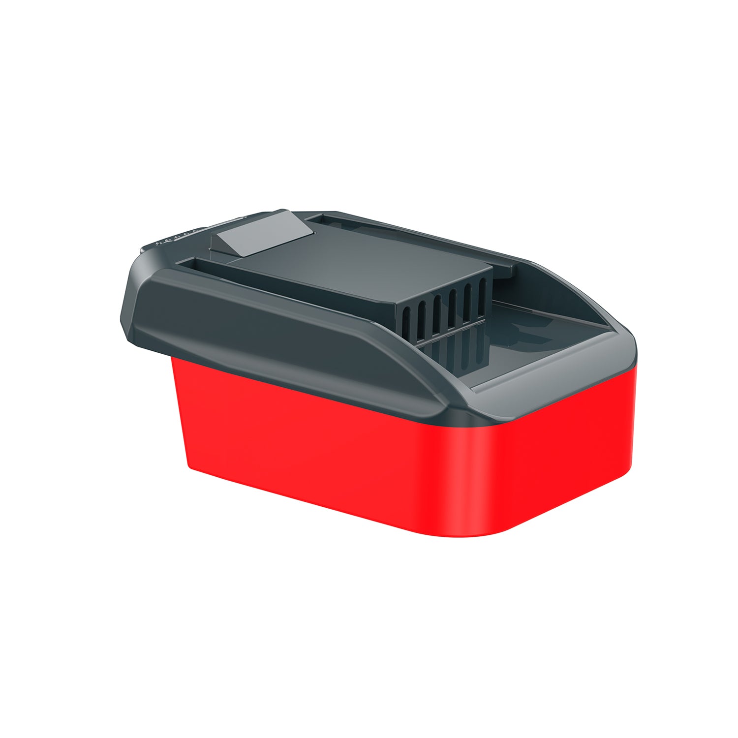 Milwaukee M18 to WORX 20V PowerShare (Orange) battery adapter - WORX tool-side connection from above, ribbed centre pad