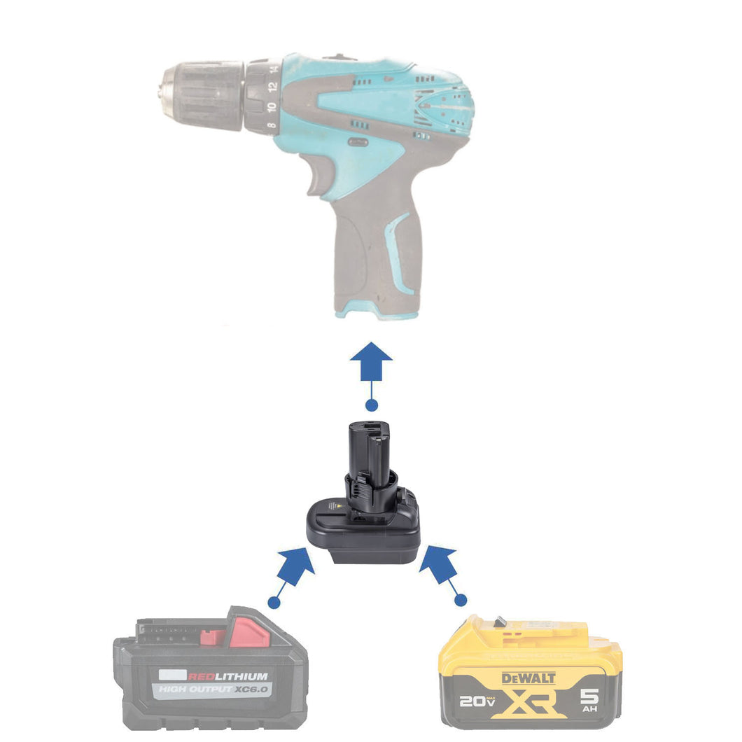 Milwaukee 18V to Makita 10.8V CXT (Post Style) Battery Adapter