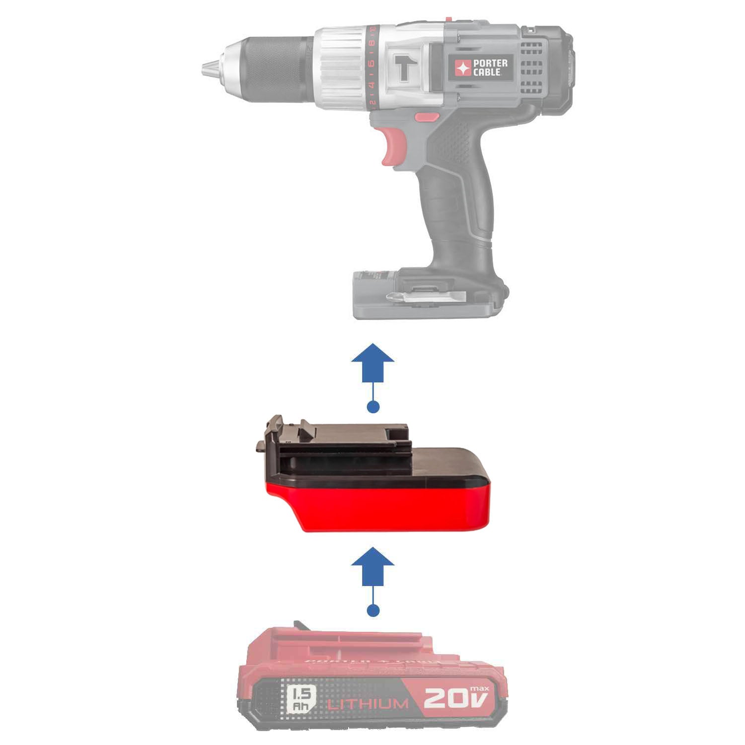 Porter Cable 20V auf Porter Cable 18V Batterieadapter