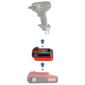 Porter Cable 20V to Masterforce 20V battery adapter - compatibility diagram showing battery, adapter and impact driver